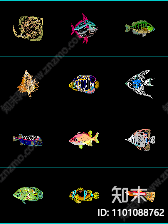 精美彩色鱼施工图下载【ID:1101088762】