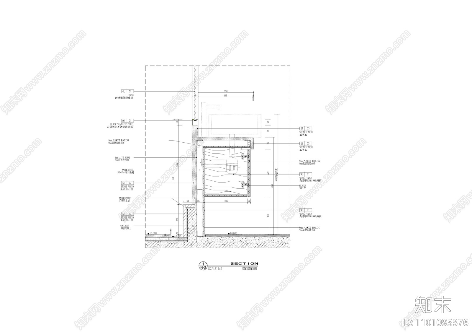隔断台上盆施工图下载【ID:1101095376】