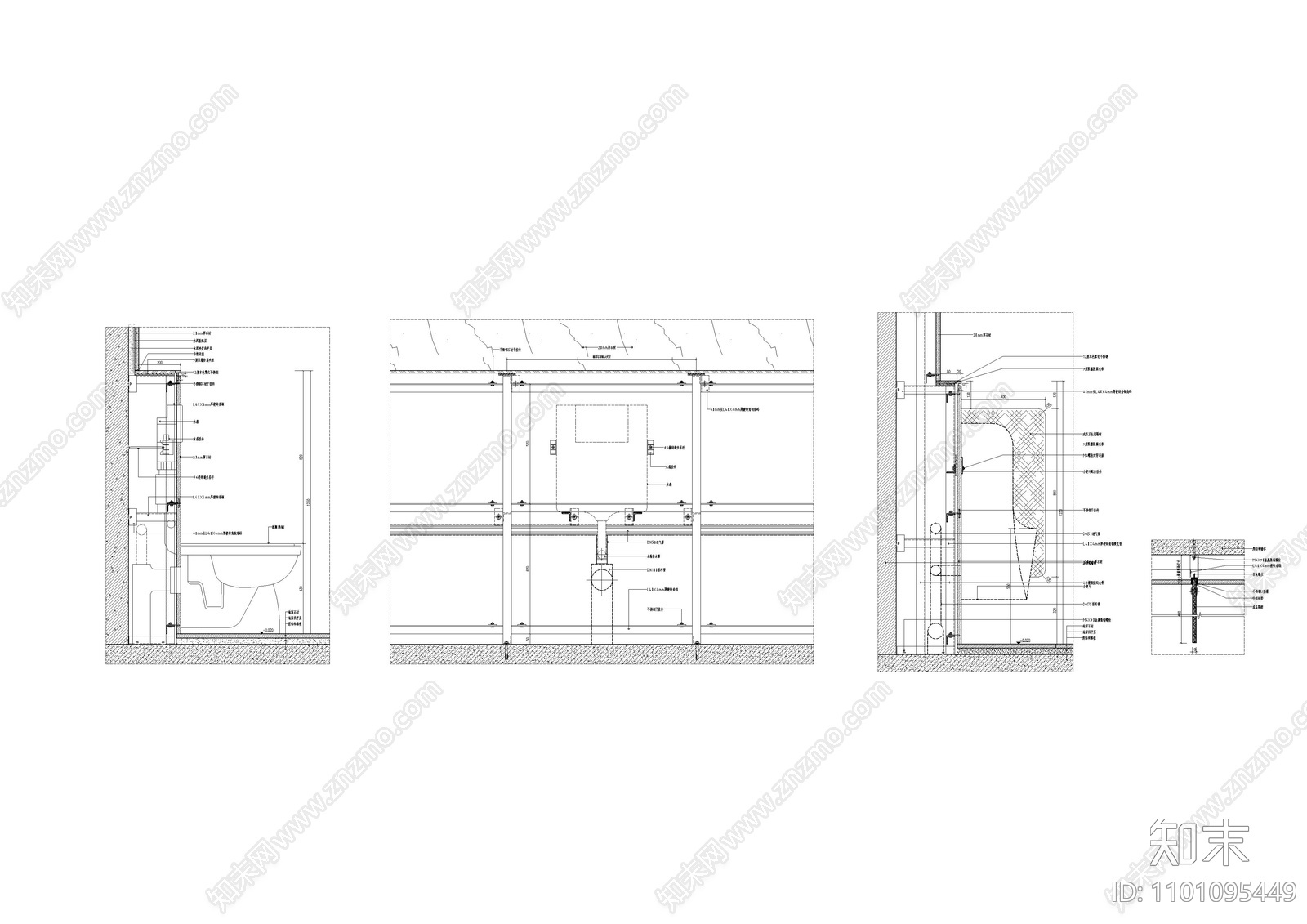 卫生间洗手台隔断大样施工图下载【ID:1101095449】
