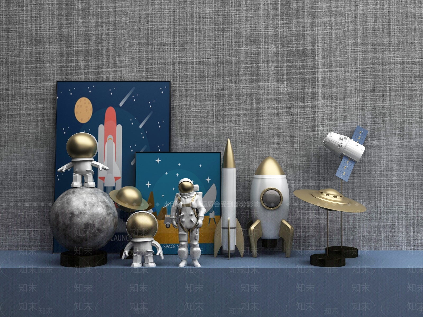 现代太空宇航员摆件3D模型下载【ID:1101097794】