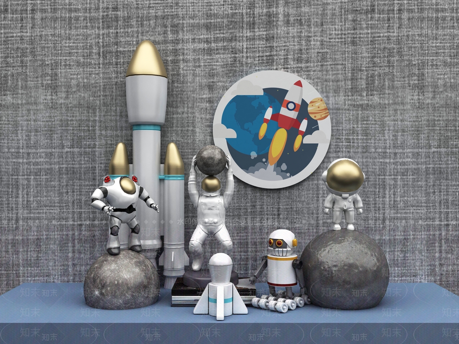 现代太空宇航员摆件3D模型下载【ID:1101097779】