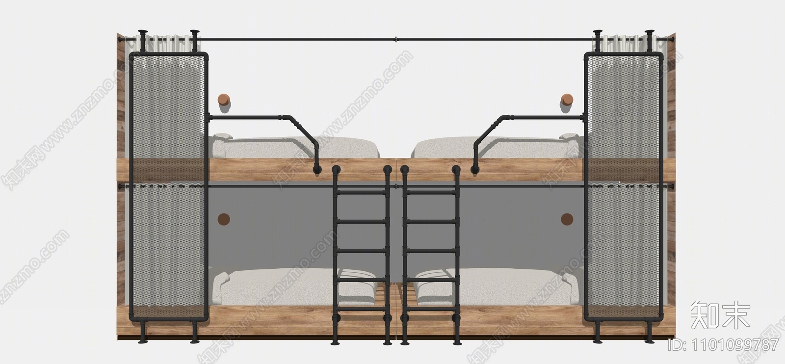 现代宿舍双层床SU模型下载【ID:1101099787】