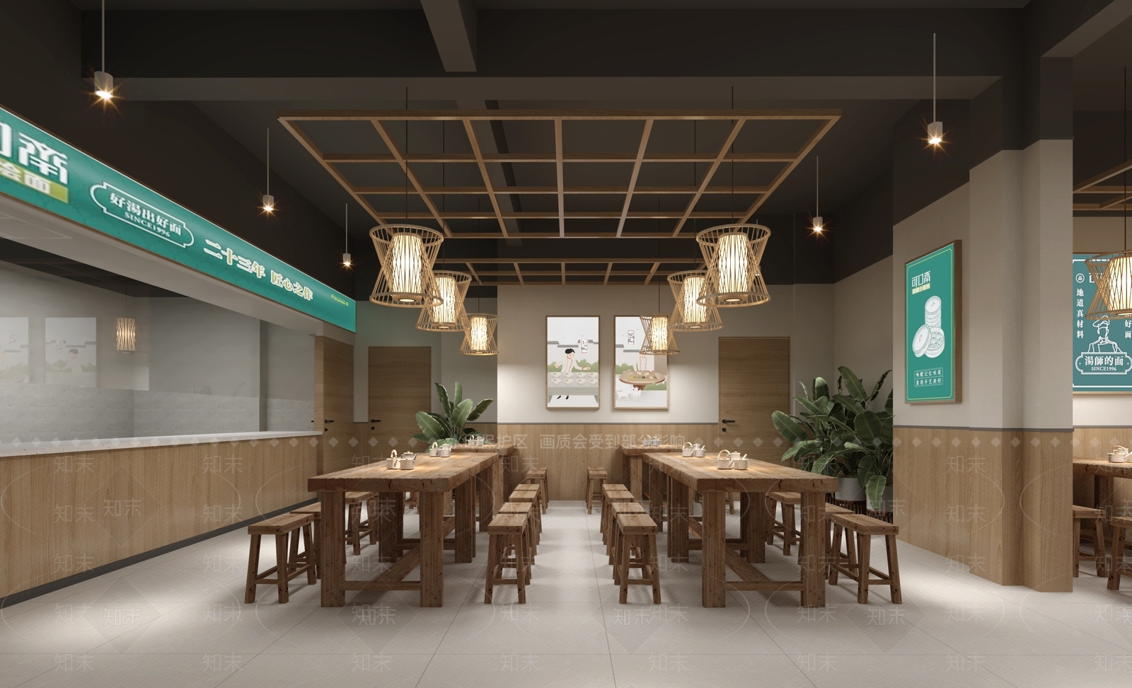 现代烩面餐厅3D模型下载【ID:1101101930】