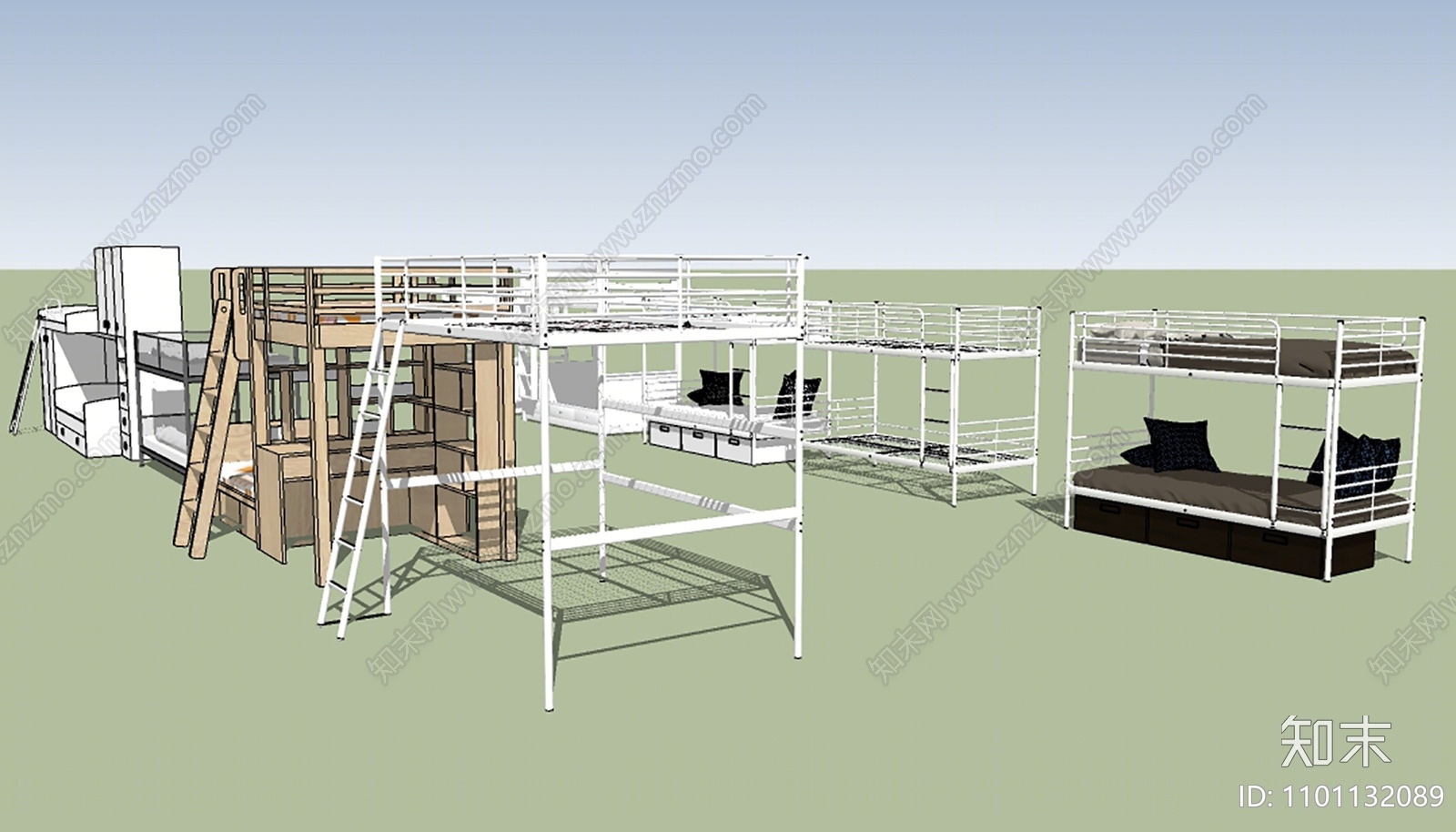 现代双层床SU模型下载【ID:1101132089】