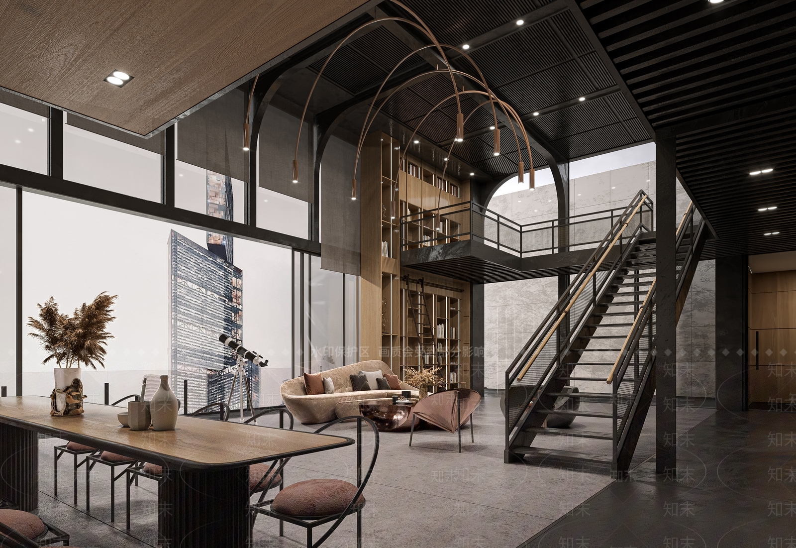 【3D悬赏模型】工业风格客餐厅3D模型下载【ID:1101171331】