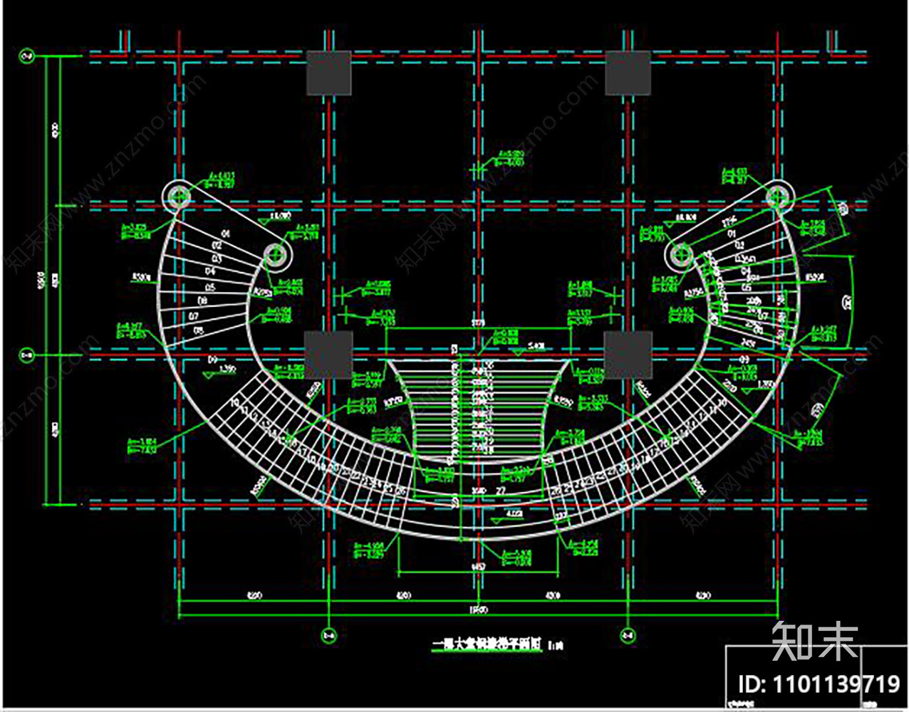 某大型弧形钢楼梯结构设计图施工图下载【ID:1101139719】
