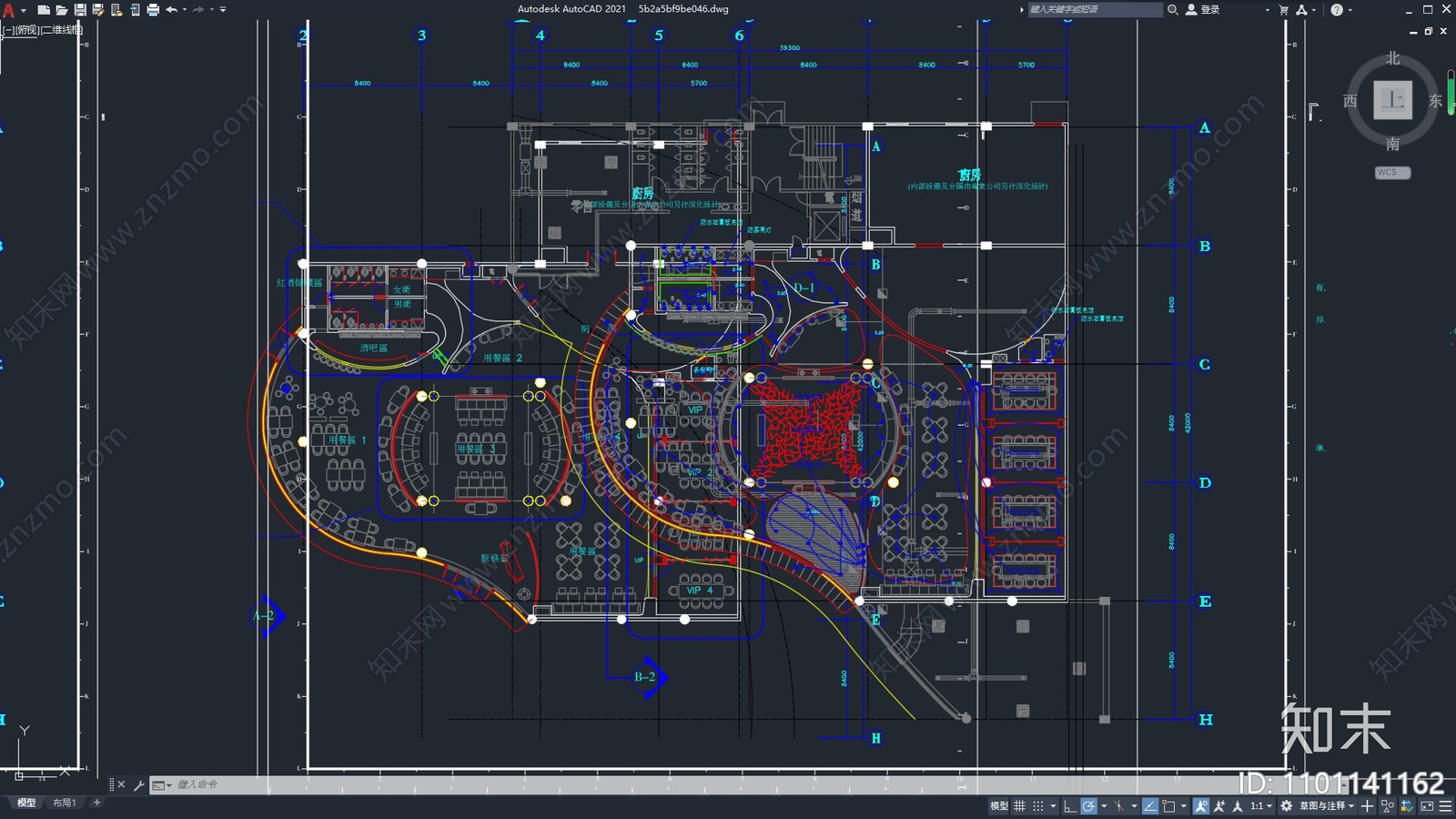 餐饮空间设计规划cad施工图下载【ID:1101141162】