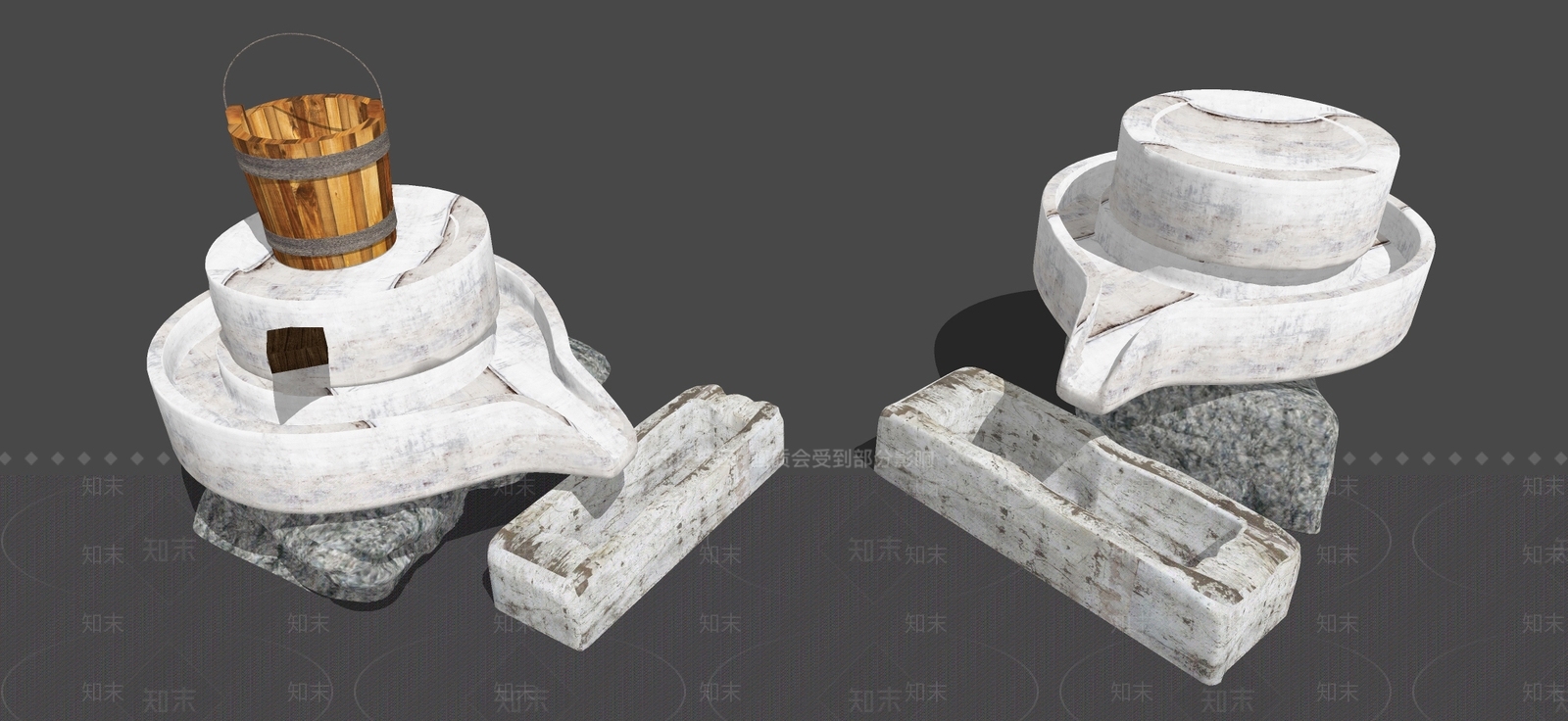 新中式乡村民俗磨盘SU模型下载【ID:1101144363】