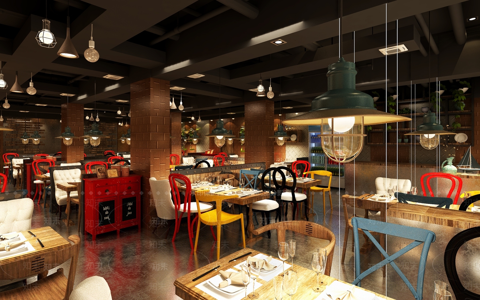 工业风火锅店3D模型下载【ID:1101147707】