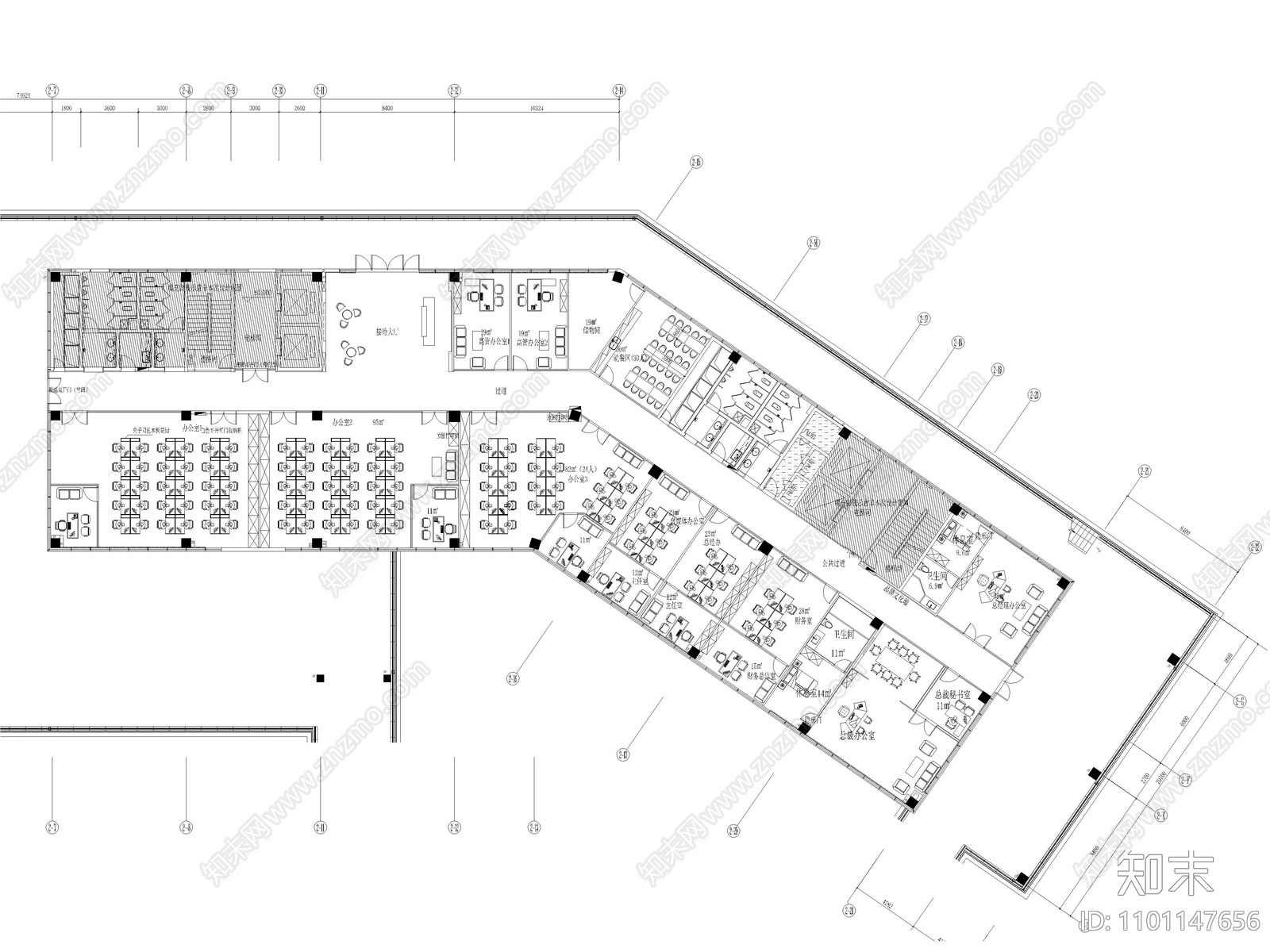 现代办公室空间cad施工图下载【ID:1101147656】