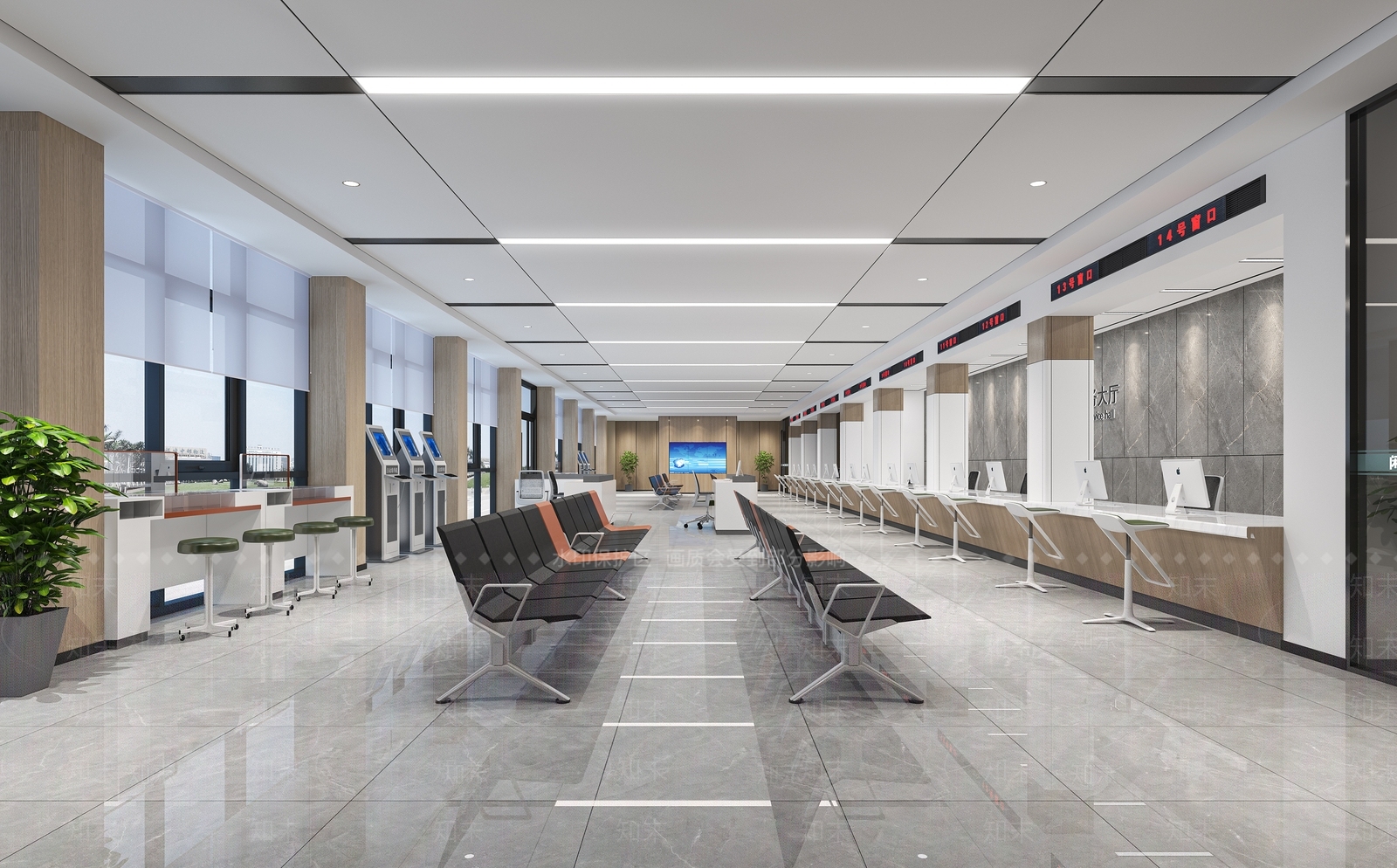 现代银行服务大厅3D模型下载【ID:1101150381】