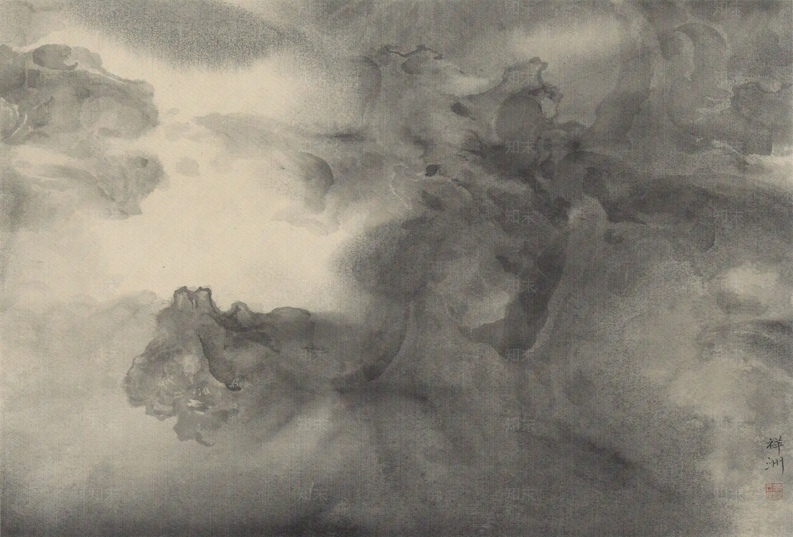 artron现代新中式侘寂禅意山水水墨写意抽象画贴图下载【ID:1101153793】