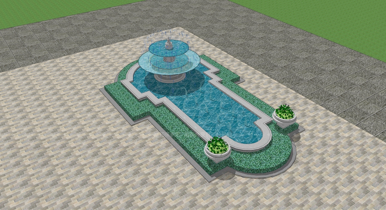 现代喷泉SU模型下载【ID:1101153931】