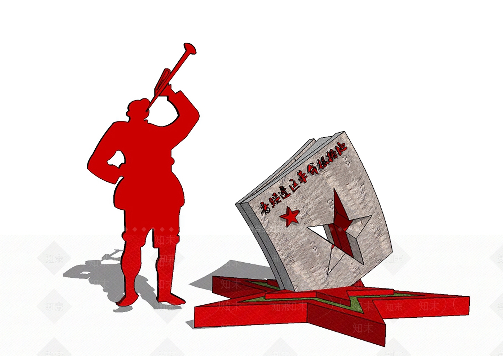 现代红军革命人物雕塑SU模型下载【ID:1101246650】