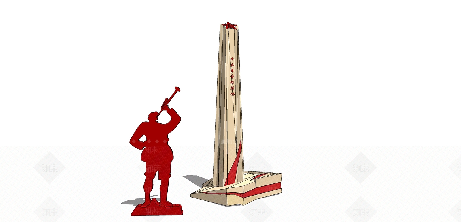 现代红军革命人物雕塑SU模型下载【ID:1101246677】