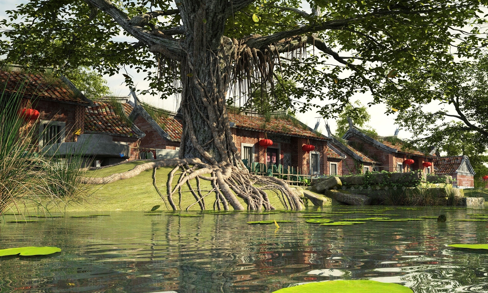 现代古建筑3D模型下载【ID:1101163967】