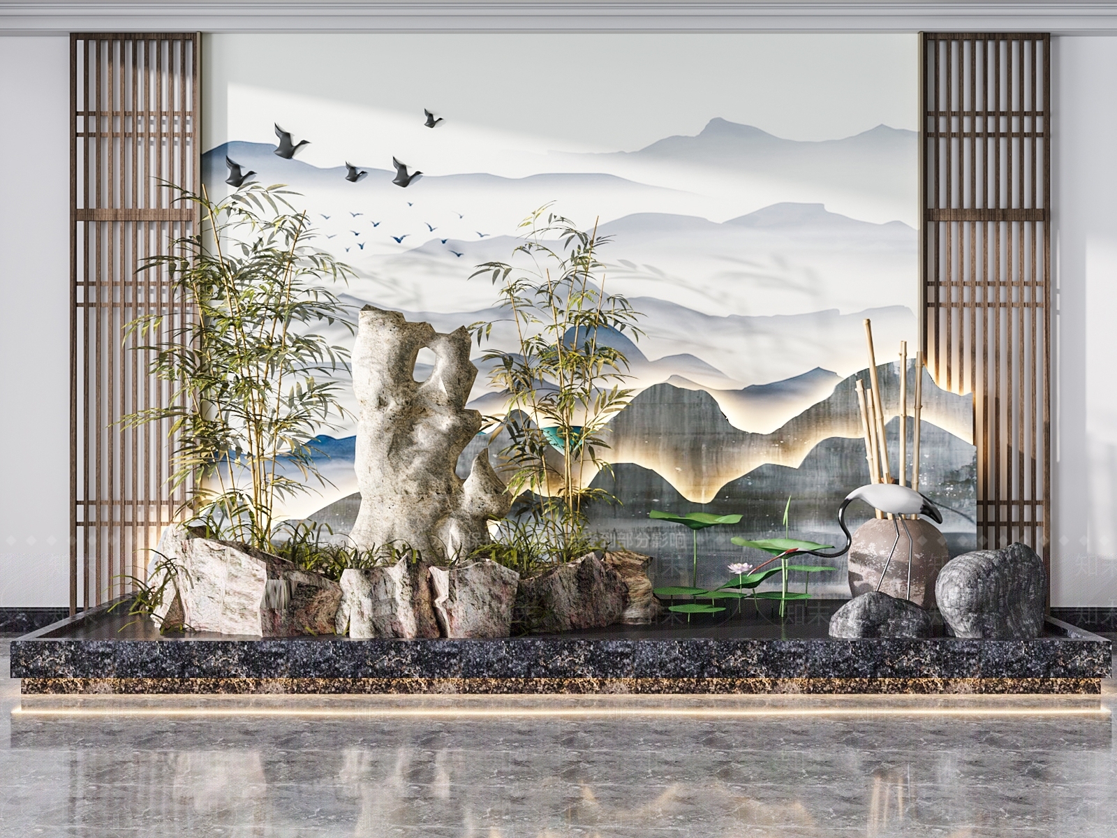 新中式假山水景3D模型下载【ID:1101167934】