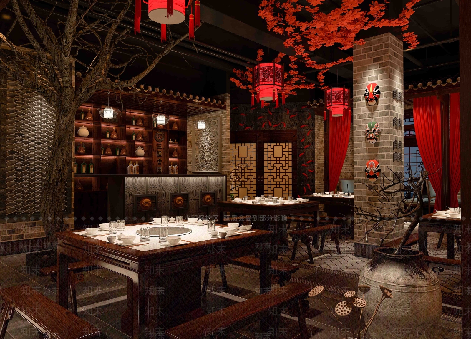 中式火锅店3D模型下载【ID:1101171770】