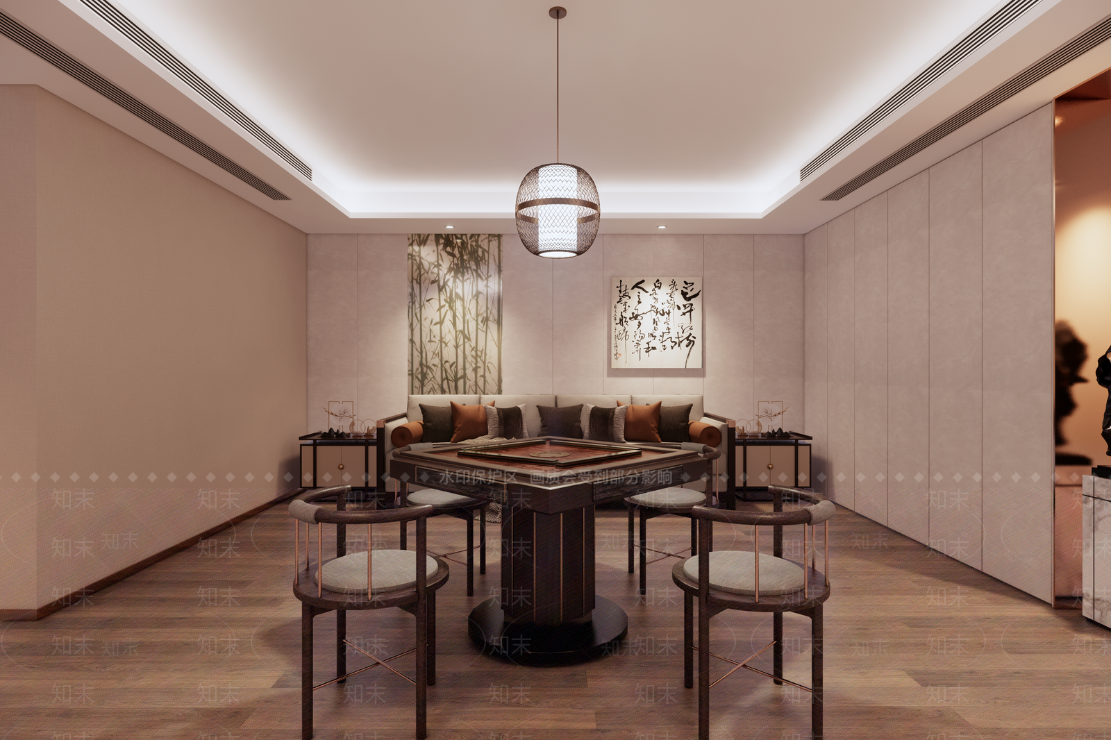 新中式棋牌室SU模型下载【ID:1101178545】
