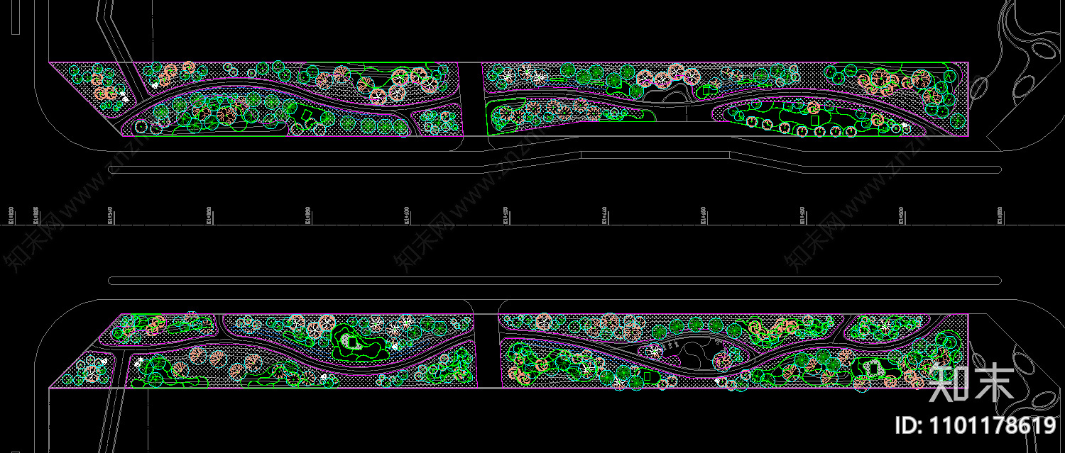 西安某道路两侧林带景观cad施工图下载【ID:1101178619】