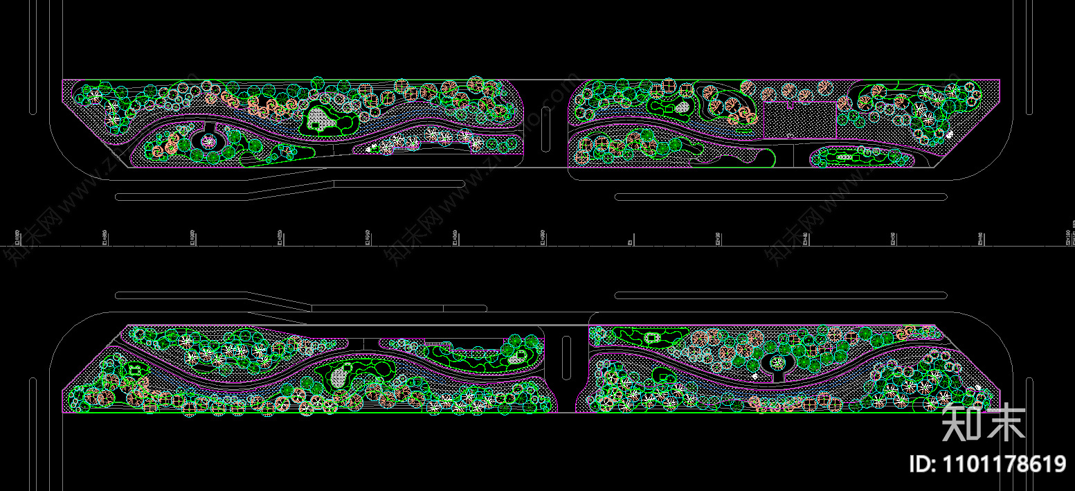 西安某道路两侧林带景观cad施工图下载【ID:1101178619】