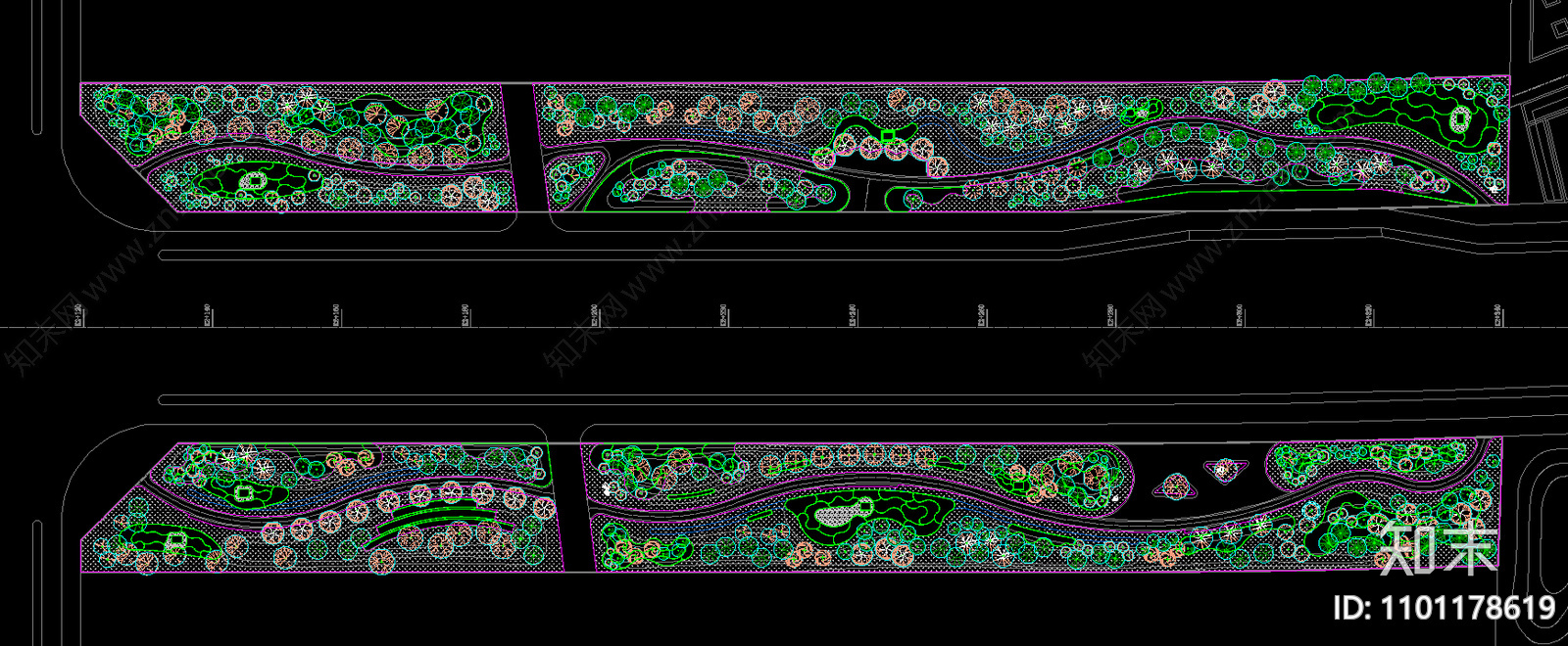 西安某道路两侧林带景观cad施工图下载【ID:1101178619】