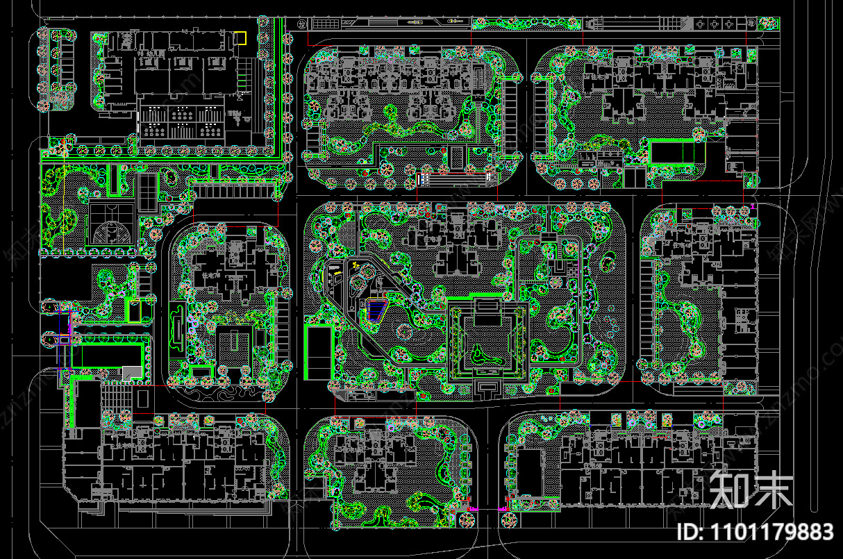 祥居雅苑大区景观绿化cad施工图下载【ID:1101179883】