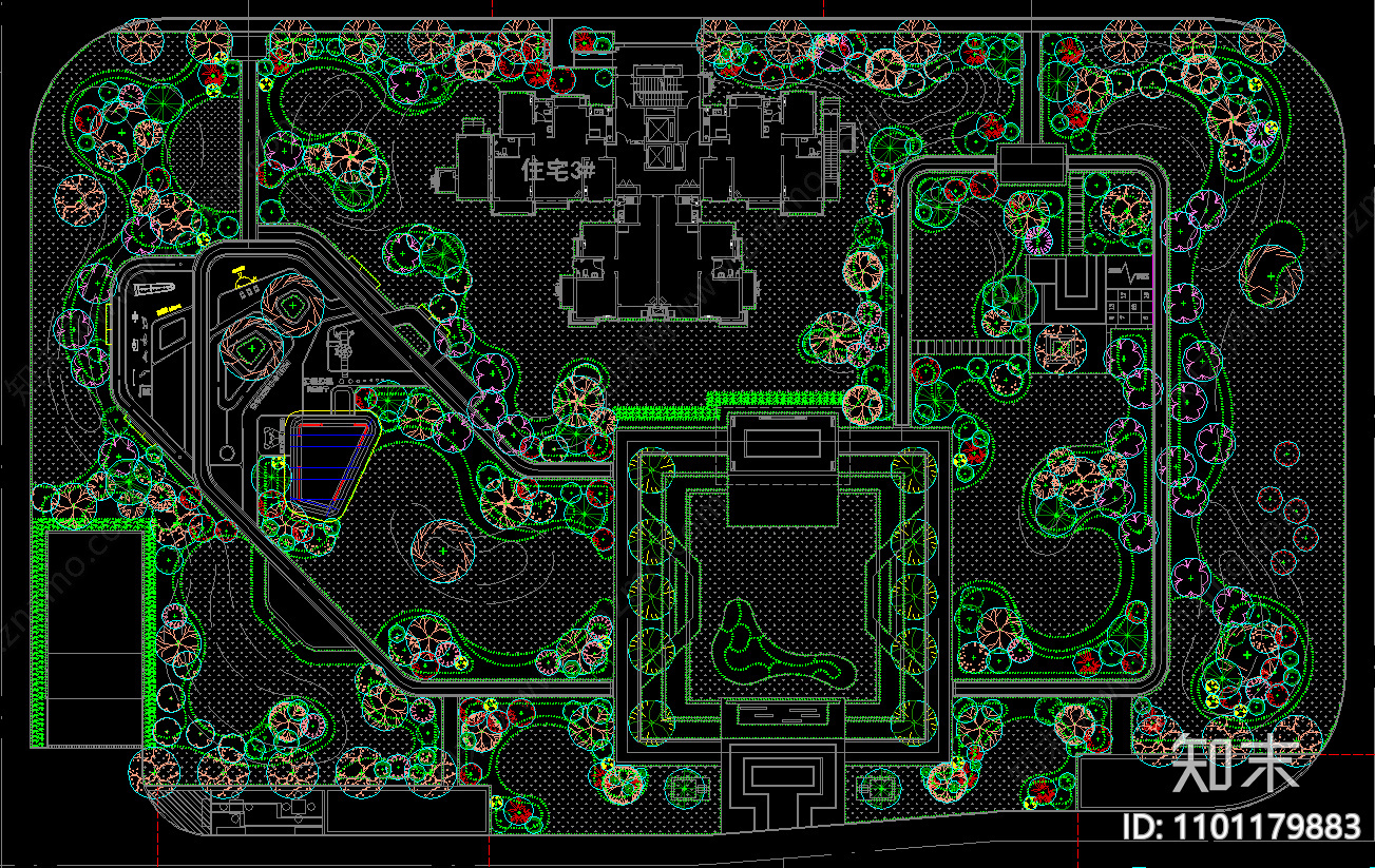 祥居雅苑大区景观绿化cad施工图下载【ID:1101179883】