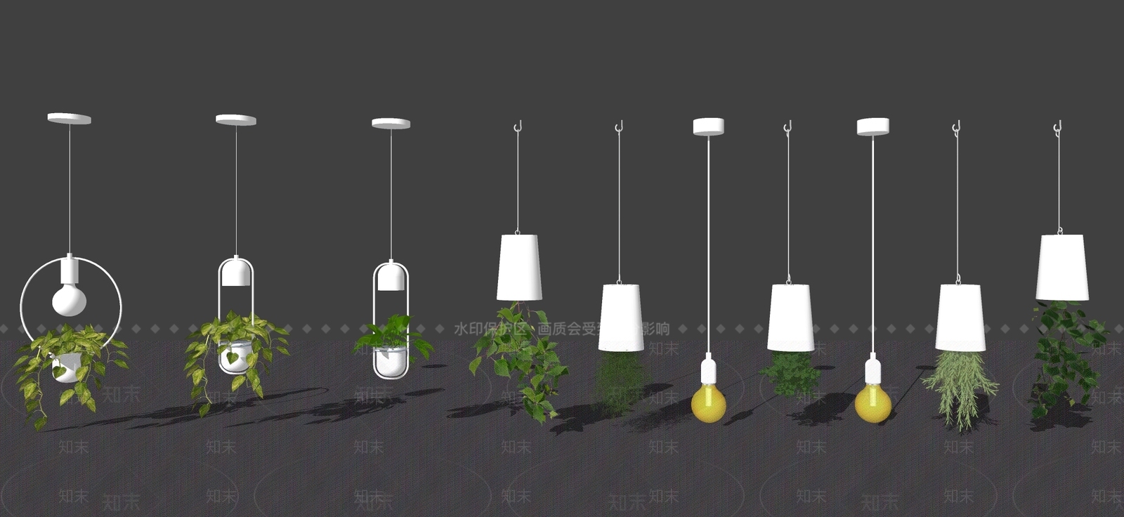 现代创意植物吊篮SU模型下载【ID:1101184327】