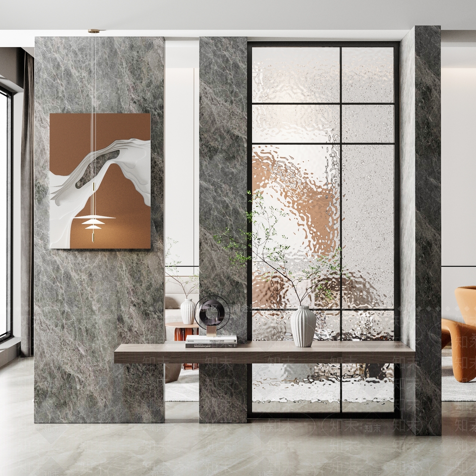 现代玻璃玄关隔断3D模型下载【ID:1101185955】