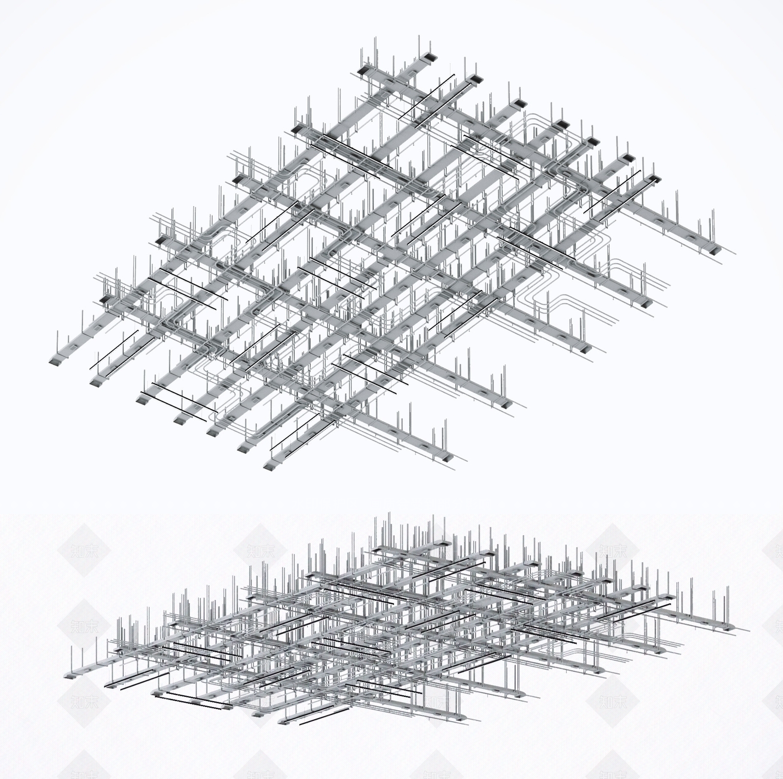 现代天花工业管道吊顶3D模型下载【ID:1101191000】