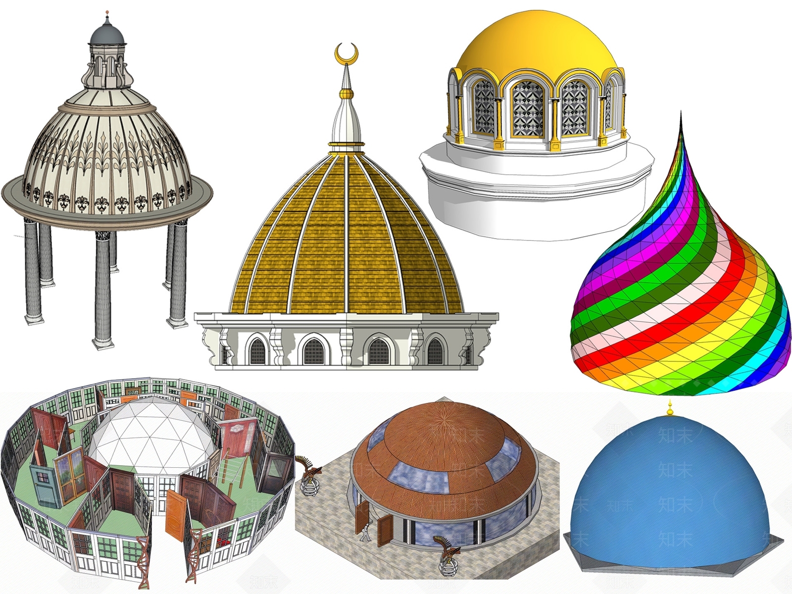 欧式穹顶构件SU模型下载【ID:1101206374】
