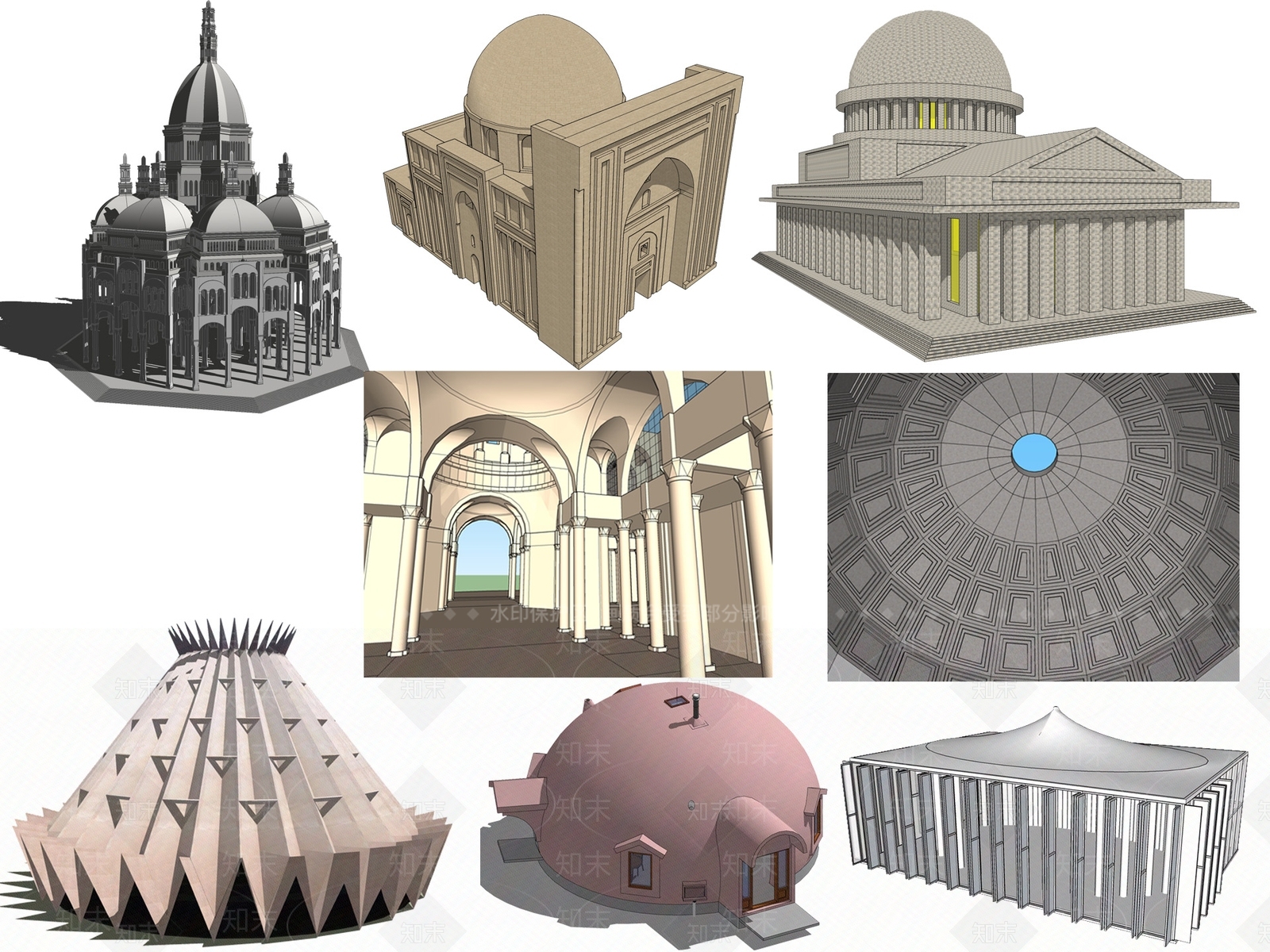 欧式穹顶构件SU模型下载【ID:1101207551】