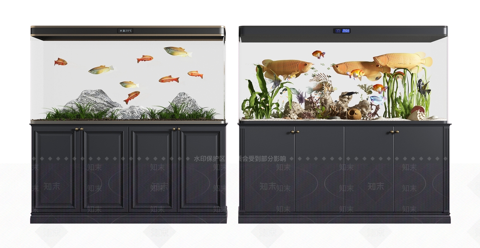 现代鱼缸水族3D模型下载【ID:1101228285】