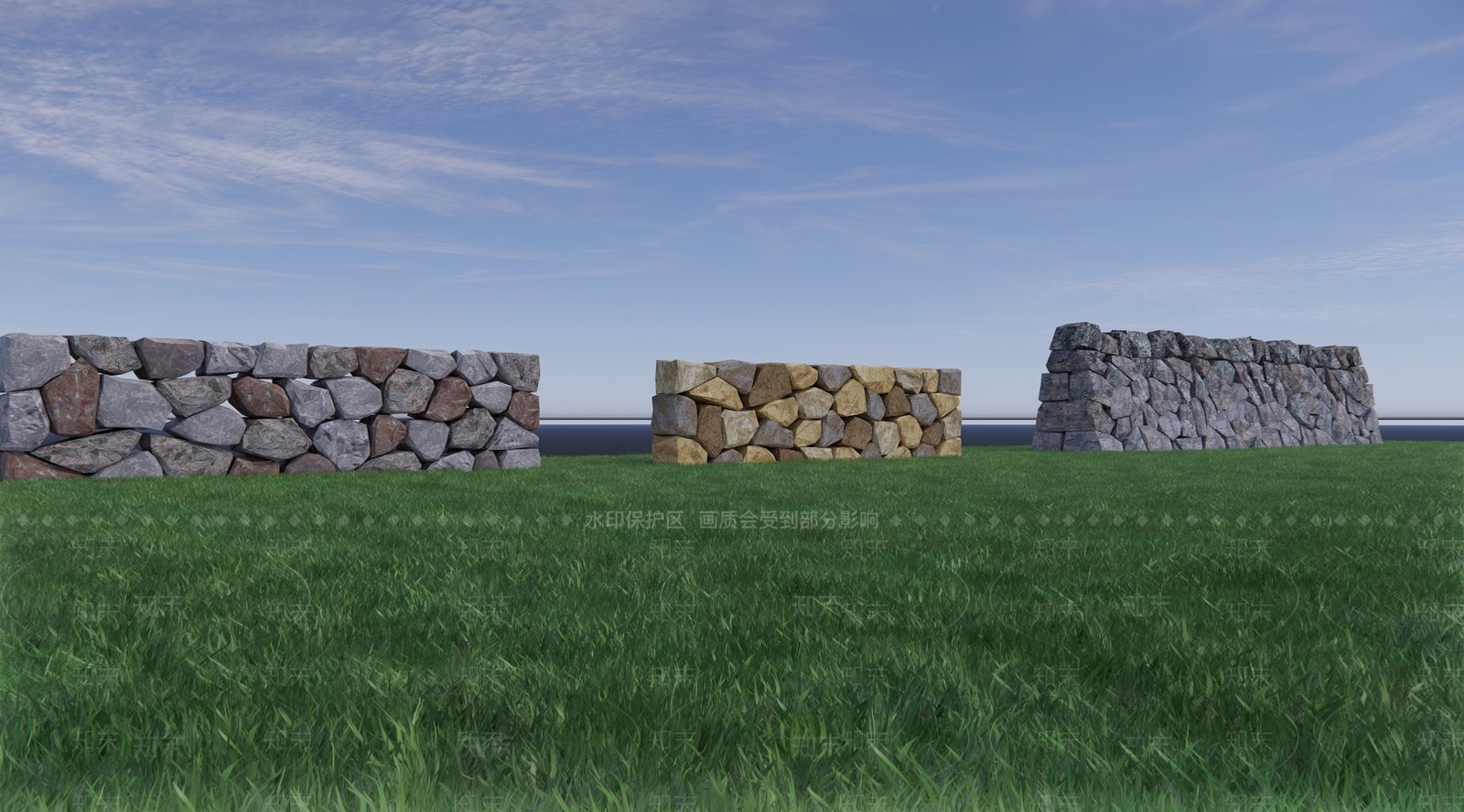 现代自然石头墙SU模型下载【ID:1101233487】