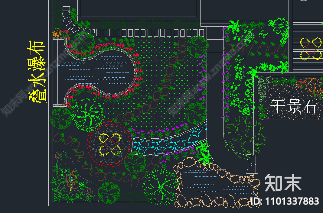 别墅花园施工图cad施工图下载【ID:1101337883】