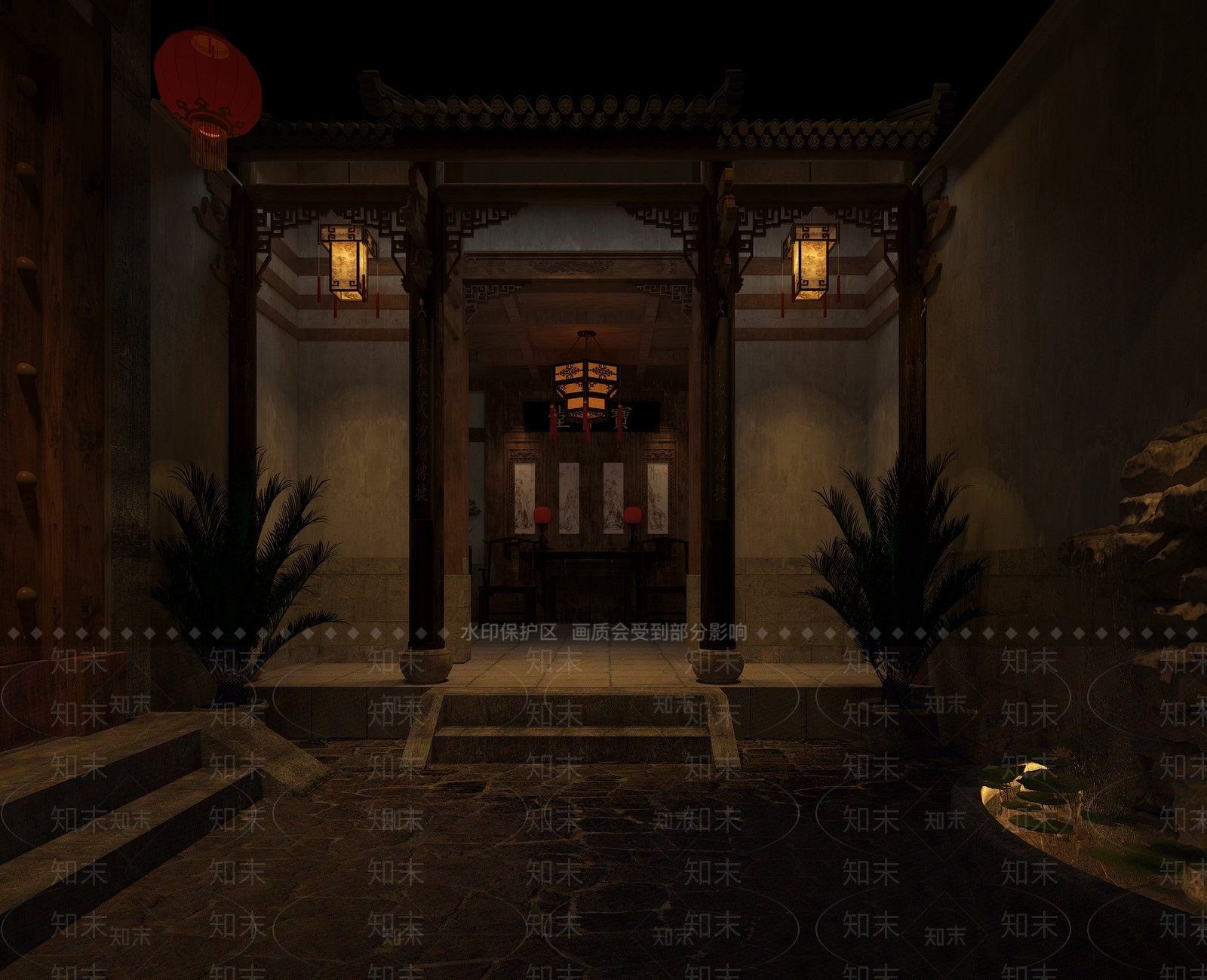 中式四合院3D模型下载【ID:1101239647】