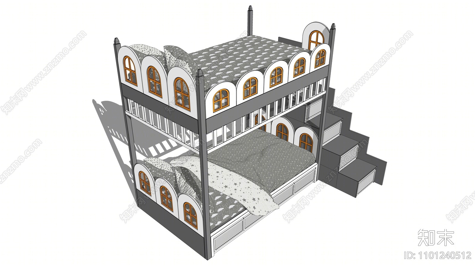 现代双层床SU模型下载【ID:1101240512】