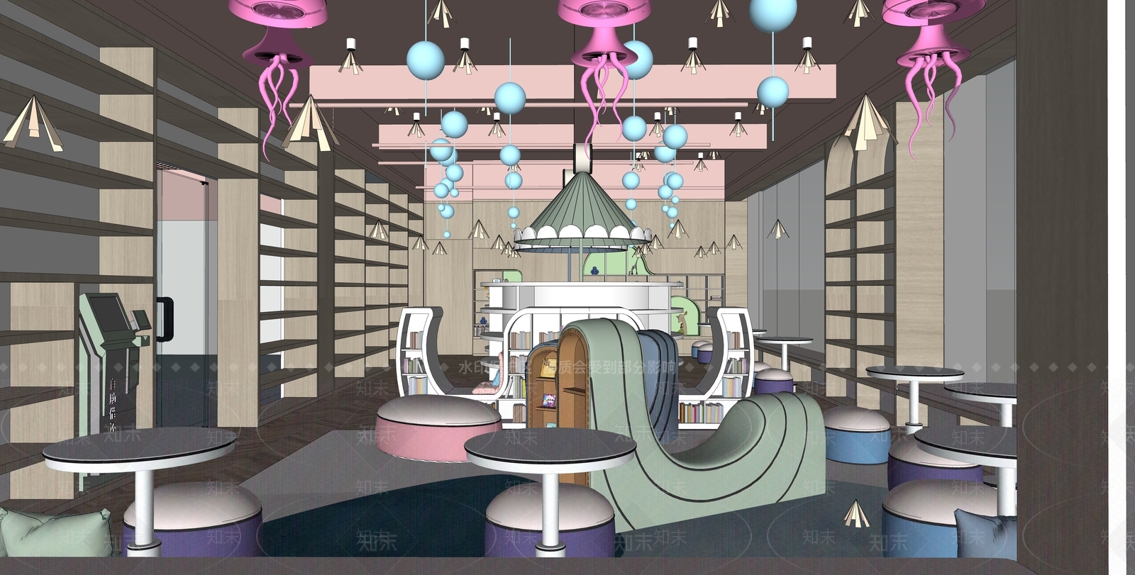 现代儿童图书馆SU模型下载【ID:1101825447】