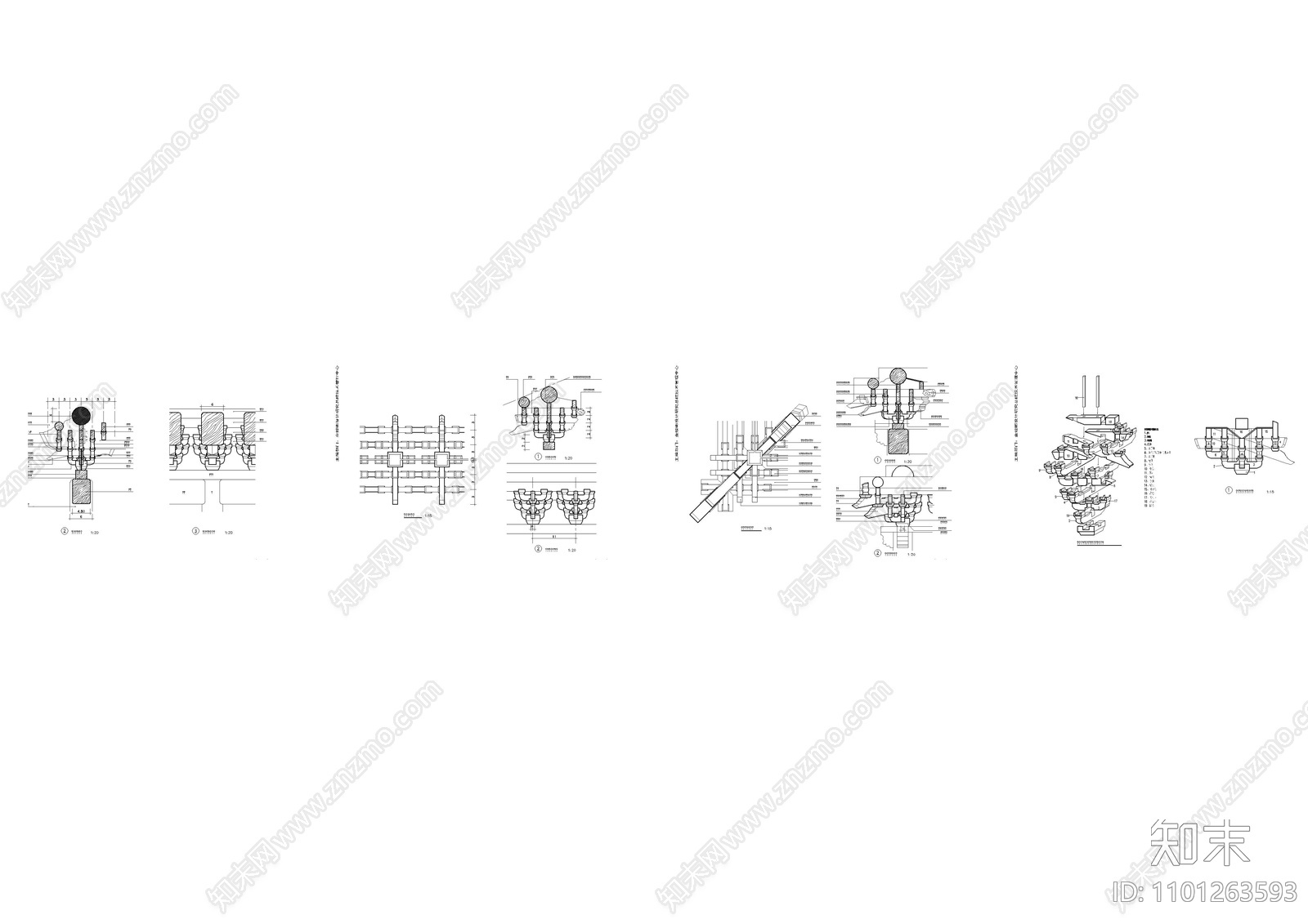 斗拱榫卯结构篇斗拱详图cad施工图下载【ID:1101263593】