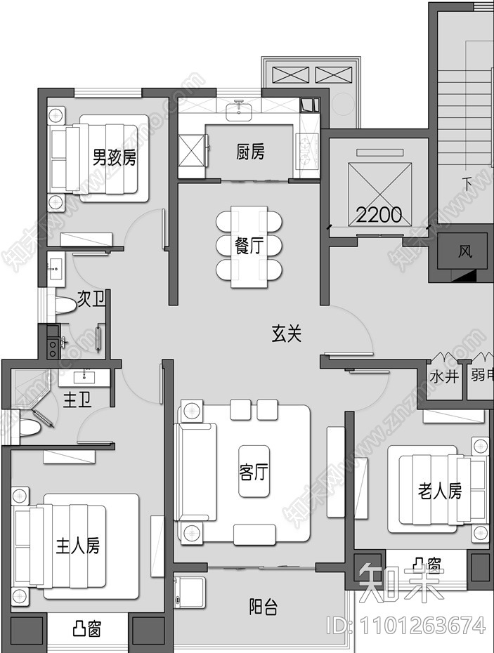 现代家装整套施工图施工图下载【ID:1101263674】