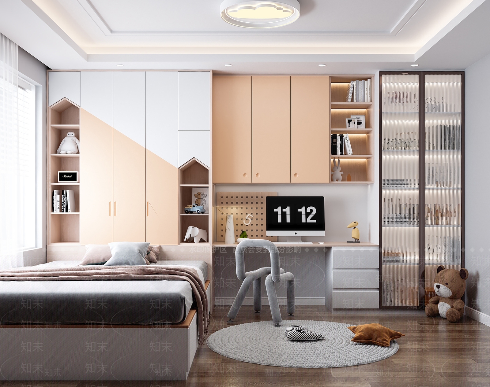 现代儿童房SU模型下载【ID:1101264332】