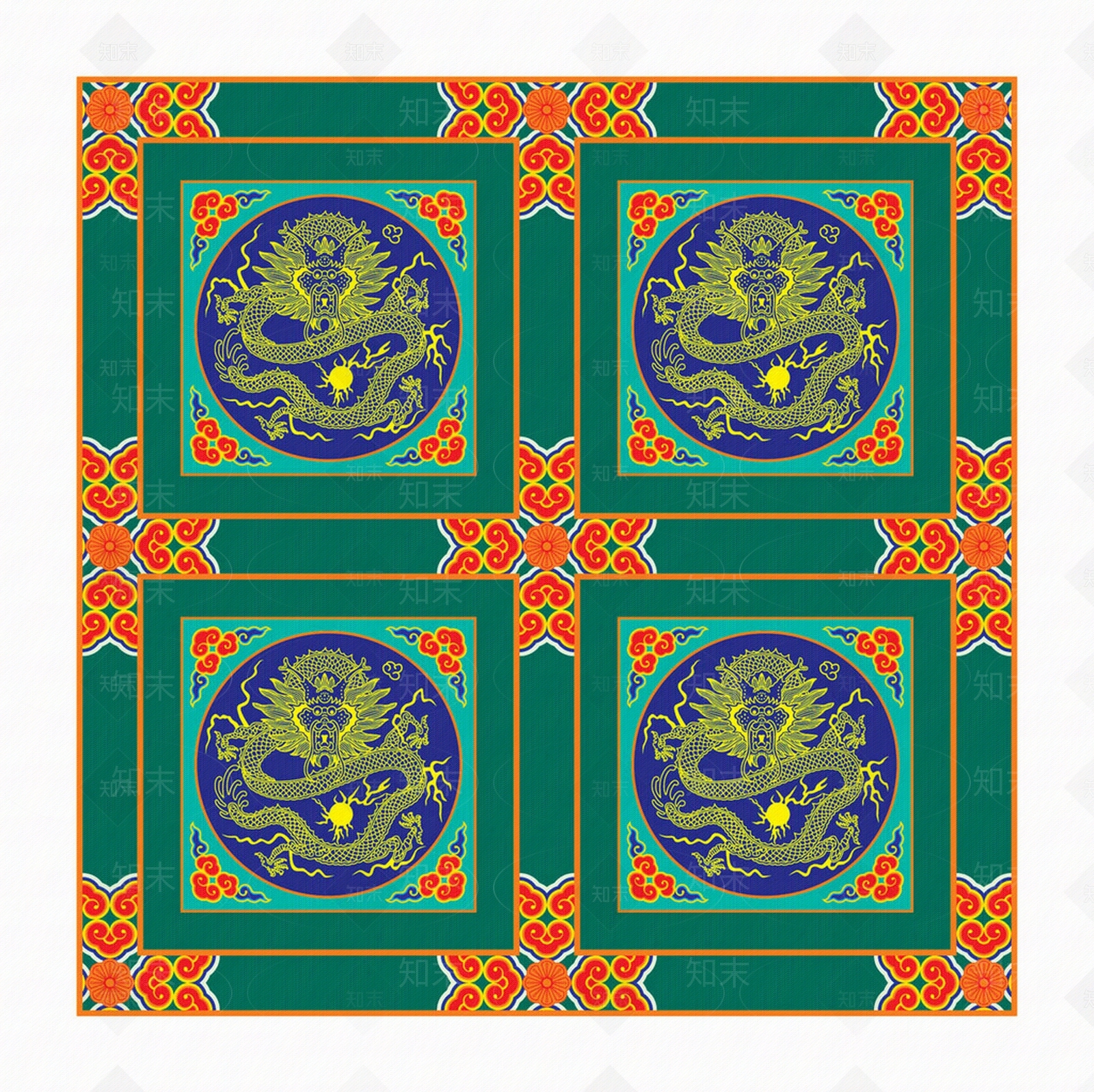 中式古典彩绘木梁图案贴图下载【ID:1101264692】