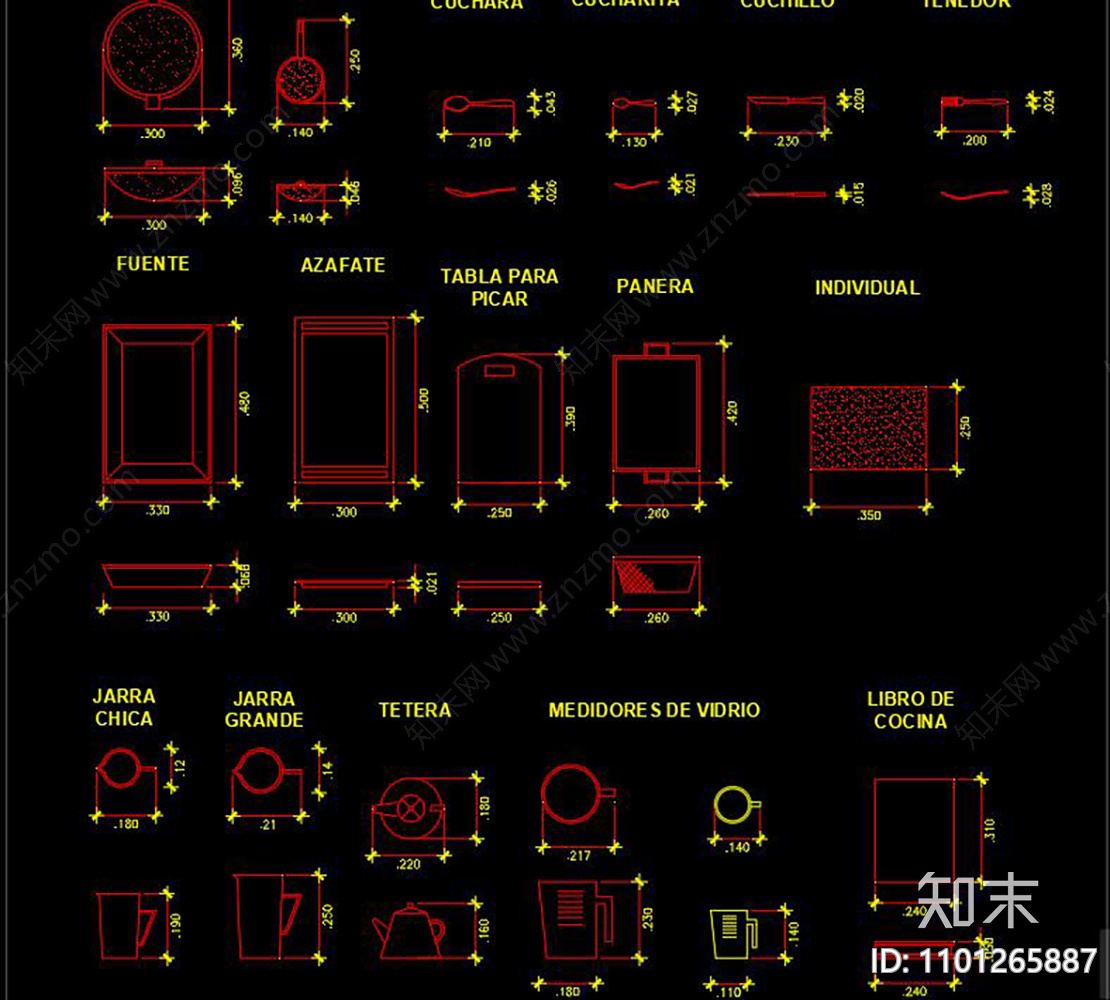 厨房用品CADcad施工图下载【ID:1101265887】