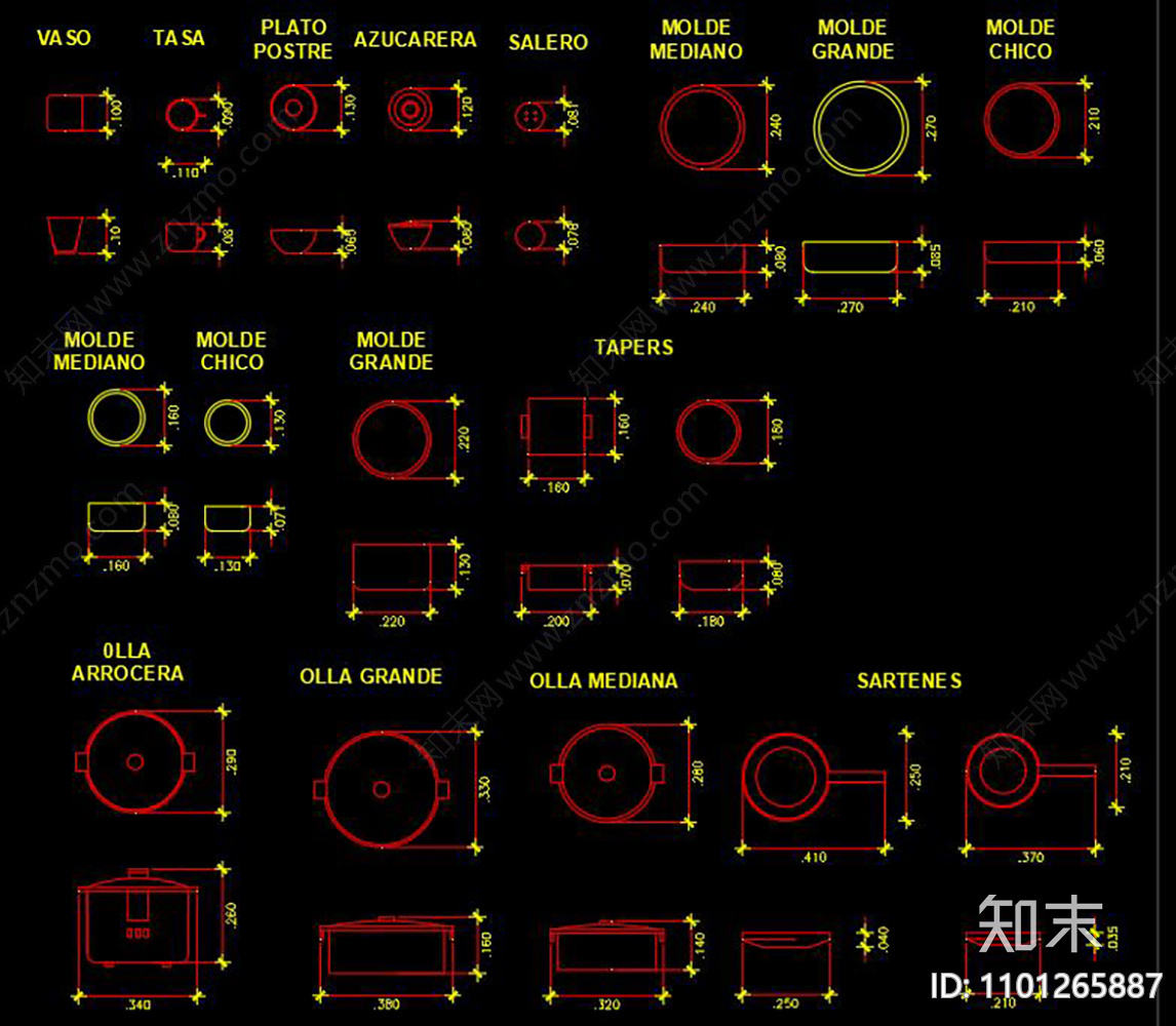 厨房用品CADcad施工图下载【ID:1101265887】