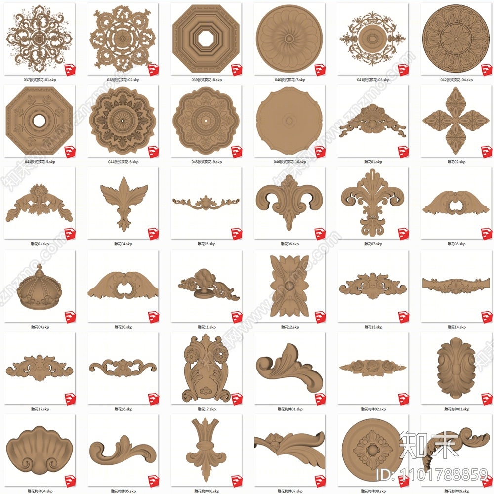 欧式雕花SU模型下载【ID:1101788859】