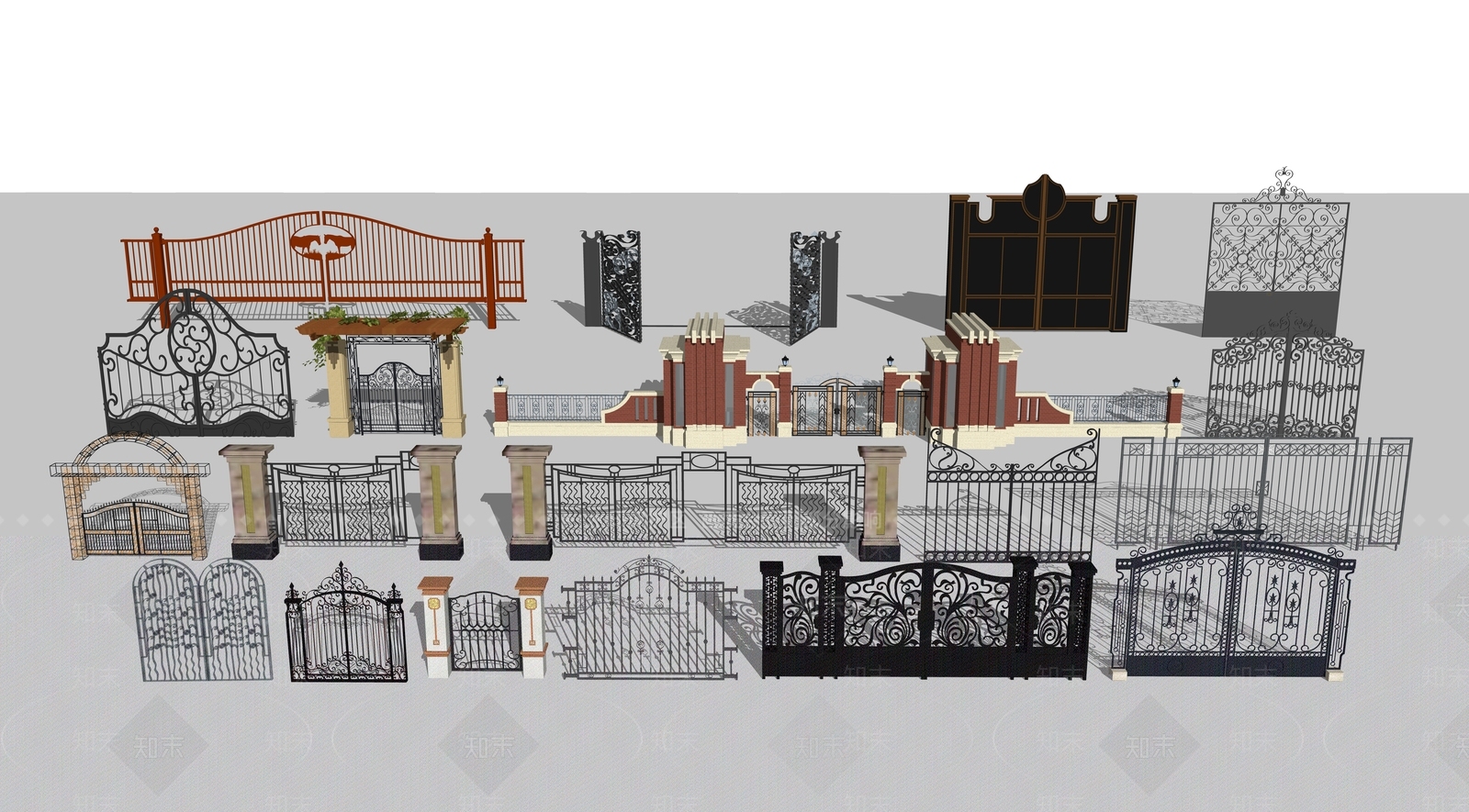 欧式铁艺大门SU模型下载【ID:1101275934】