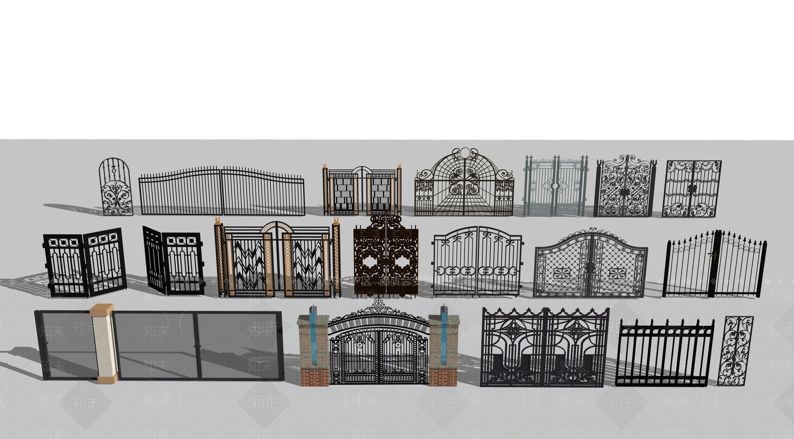 欧式铁艺大门SU模型下载【ID:1101276015】