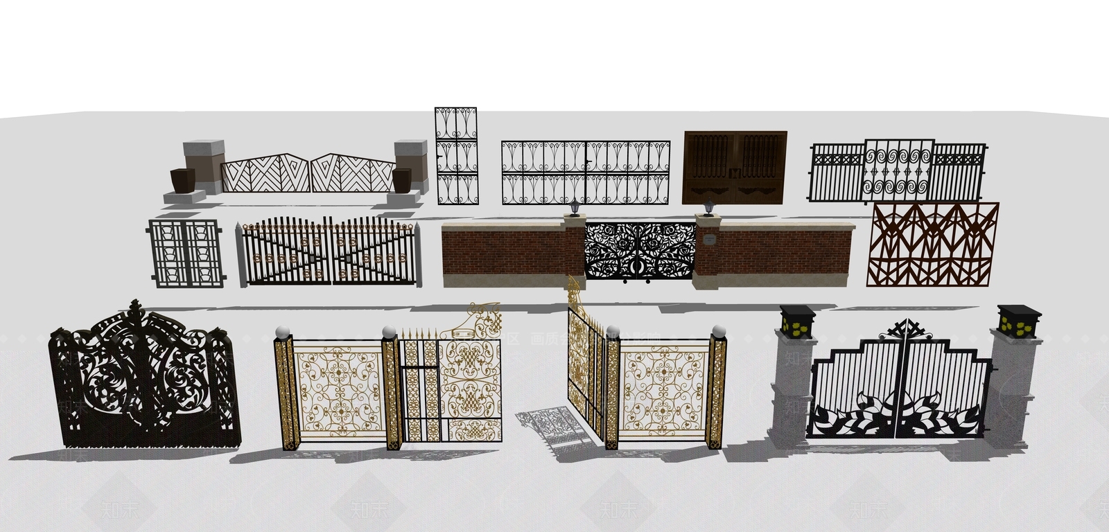 欧式铁艺大门SU模型下载【ID:1101276038】