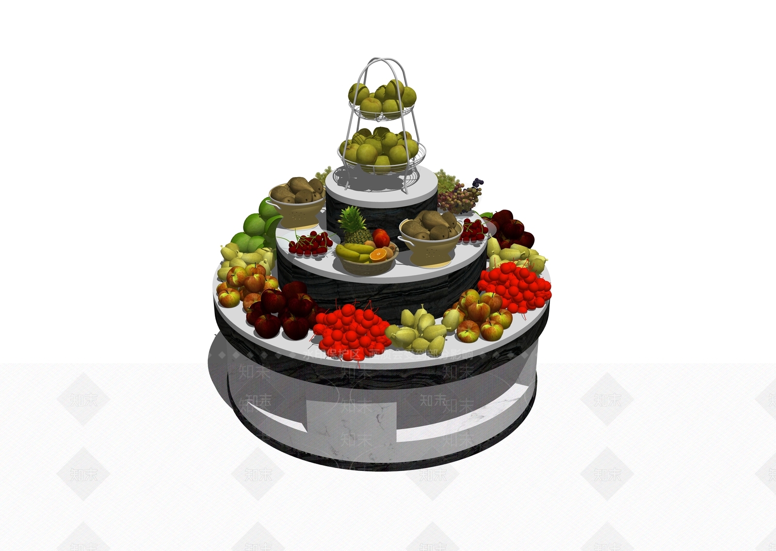 现代水果蔬菜展柜货架SU模型下载【ID:1101276774】